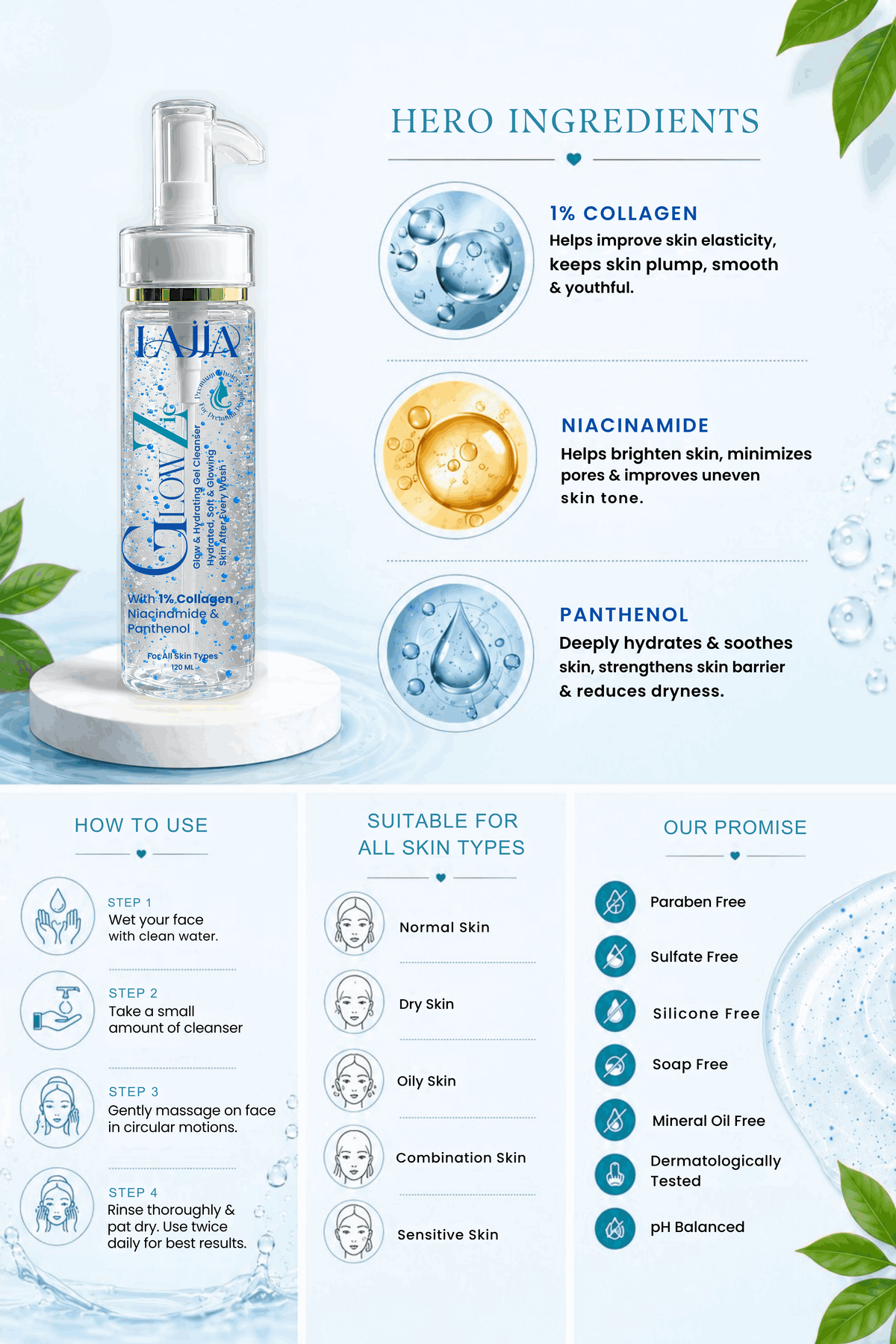 Lajja GlowZie Glow & Hydrating Gel Cleanser (120ml)